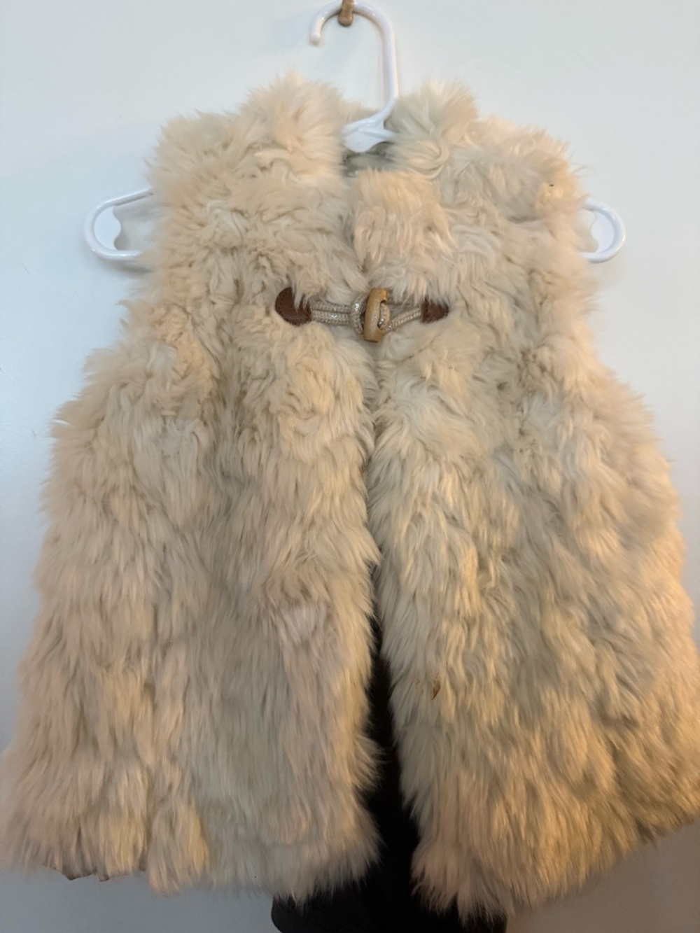 Zara BabyGirl Cream Faux Fur Hooded Vest